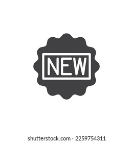 New collection label vector icon. filled flat sign for mobile concept and web design. New sticker glyph icon. Symbol, logo illustration. Vector graphics