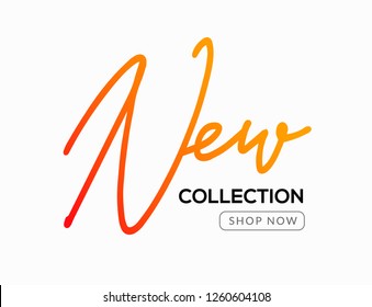 New Collection Logo Advertising Banner. New Sign Promotion Design Text Sale.