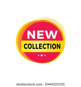 New collection red label icon for announcement, advertising, vector. Modern design template for banner.