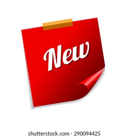 New Collection Red Sticky Notes Vector Icon Design