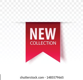 New Collection Sale Tag. 3d Label Or Badge. Ribbon Banner. Vector Illustration