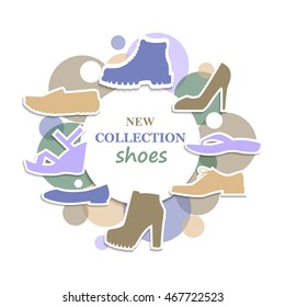 New collection of shoes. Vector illustration. A set of flat images of shoes. logo for a shoe store.