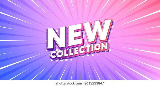 New collection sun rays gradient banner. Light burst background. New collection tag. New fashion arrival sign. Advertising offer symbol. Gradient sun rays. Sunburst light. Vector