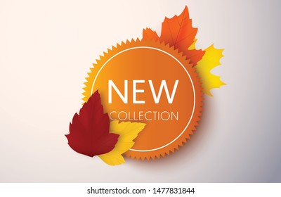 New collection Tag. Autumn sale label. Vector illustration