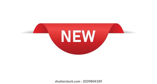 New collection tag. Vector badge and label. Paper ribbon