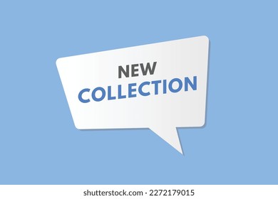 Nuevo botón de texto de colección. Botones Web de etiqueta de icono de signo de nueva colección