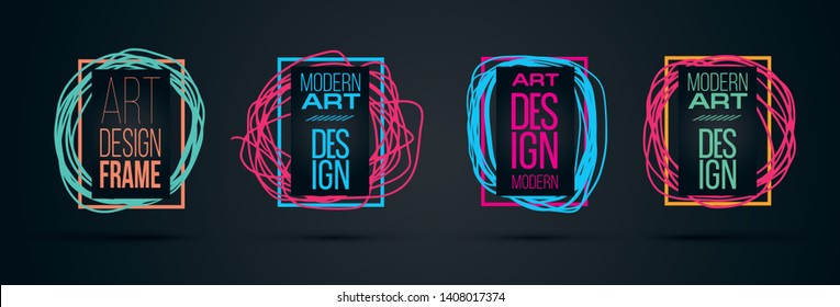 new collection Vector frame for text Modern Art graphics for hipsters . dynamic frame stylish geometric black background with gold. element for design business cards, invitations, gift cards