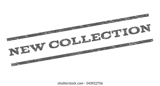 New Collection watermark stamp. Text caption between parallel lines with grunge design style. Rubber seal stamp with dirty texture. Vector grey color ink imprint on a white background.
