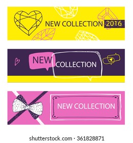 New collection. Web Banner, Header Layout Template for shop. 
