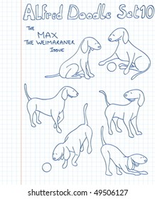 A new collection of Weimaraner dogs in a doodle style