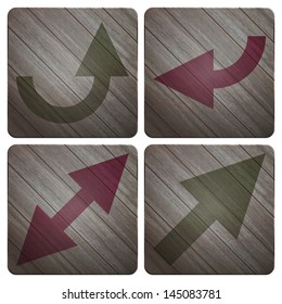 new collection of wooden buttons with arrows can use like modern symbols