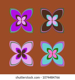 New color pattern with four flowers and brown background.