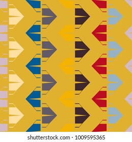 New color seamless pattern with cartoon camping tent.