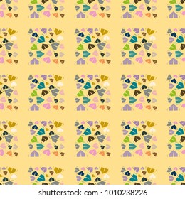 New color seamless pattern with cartoon camping tent.
