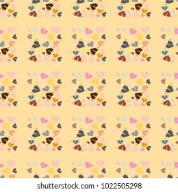 New color seamless pattern with cartoon camping tent.
