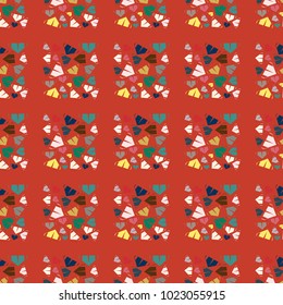 New color seamless pattern with cartoon camping tent.