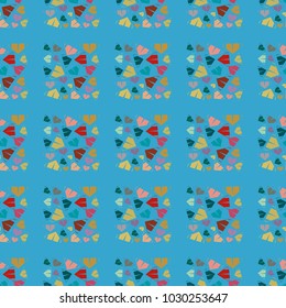 New color seamless pattern with cartoon camping tent.