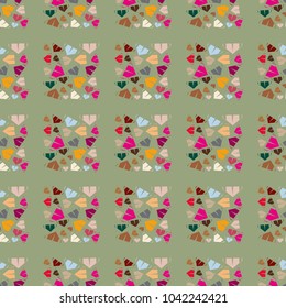 New color seamless pattern with cartoon camping tent.