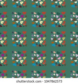 New color seamless pattern with cartoon camping tent.