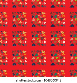 New color seamless pattern with cartoon camping tent.