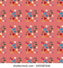 New color seamless pattern with cartoon camping tent.