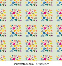 New color seamless pattern with cartoon camping tent.