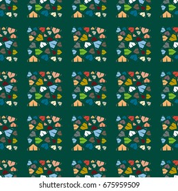 New color seamless pattern with cartoon camping tent.