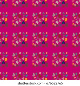 New color seamless pattern with cartoon camping tent.