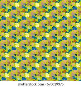 New color seamless pattern with cartoon camping tent.