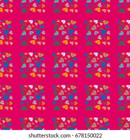 New color seamless pattern with cartoon camping tent.