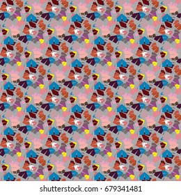 New color seamless pattern with cartoon camping tent.