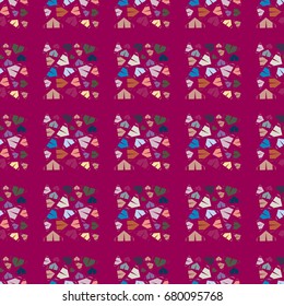 New color seamless pattern with cartoon camping tent.