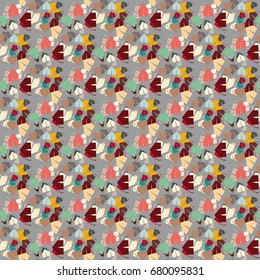 New color seamless pattern with cartoon camping tent.