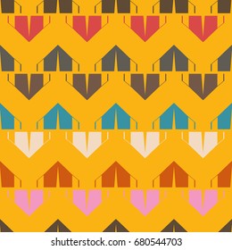 New color seamless pattern with cartoon camping tent.
