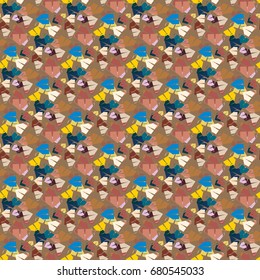New color seamless pattern with cartoon camping tent.