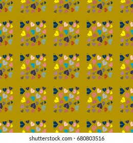 New color seamless pattern with cartoon camping tent.