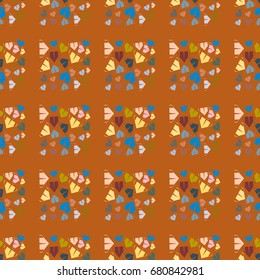 New color seamless pattern with cartoon camping tent.