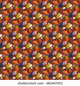 New color seamless pattern with cartoon camping tent.