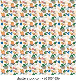 New color seamless pattern with cartoon camping tent.
