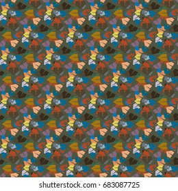 New color seamless pattern with cartoon camping tent.