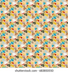 New color seamless pattern with cartoon camping tent.