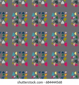 New color seamless pattern with cartoon camping tent.