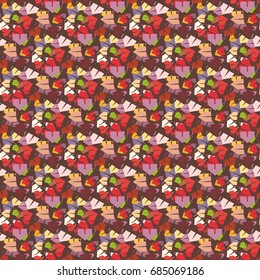 New color seamless pattern with cartoon camping tent.