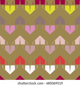 New color seamless pattern with cartoon camping tent.