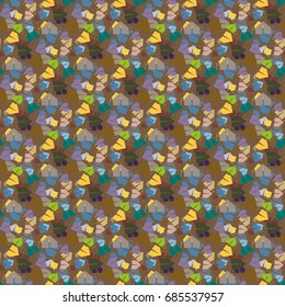 New color seamless pattern with cartoon camping tent.