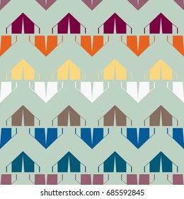 New color seamless pattern with cartoon camping tent.