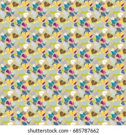 New color seamless pattern with cartoon camping tent.