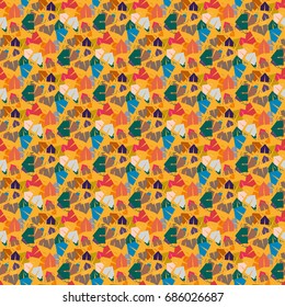 New color seamless pattern with cartoon camping tent.