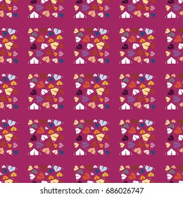 New color seamless pattern with cartoon camping tent.
