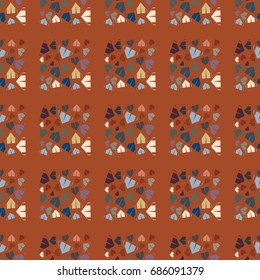 New color seamless pattern with cartoon camping tent.